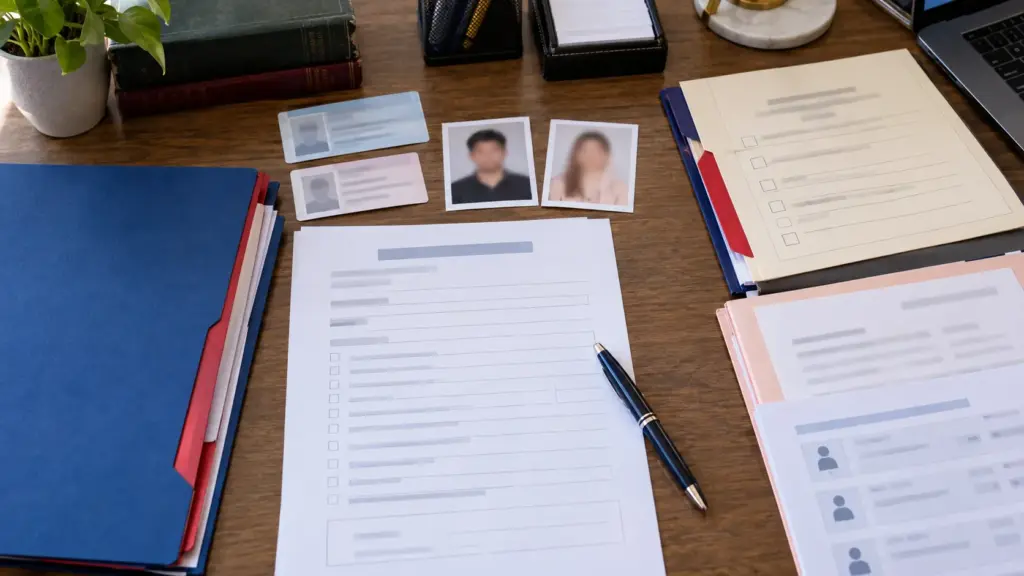 Marriage documents being reviewed by a legal professional
